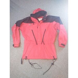 Columbia Sportswear Vintage Mens Red Black Colorblock Anorak Hooded Jacket Med.